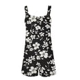 thumbnail image 4 of Womens Linen Jumpsuits Shorts with Pockets Floral Print Knotted Strap Summer Plus Size One Piece Short Rompers S-3X (S, Black), 4 of 5