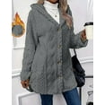 thumbnail image 2 of Chiclily Womens Long Cardigan Winter Coats Single Breasted Long Sleeve Casual Outerwear with Hood, Gray XL, 2 of 6