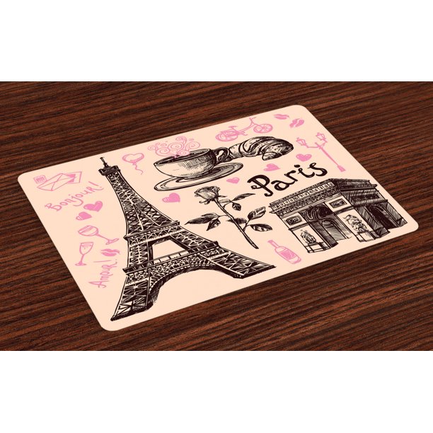 Eiffel Tower Placemats Set of 4 Paris Eiffel Tower Bakery Delicious
