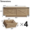 thumbnail image 3 of ANPOO 47" Large Square Coffee Table, Rustic Wood Living Room Center Table with 4 Storage Drawers & Metal Corner Decor, Modern Farmhouse Style, Natural Wood, 3 of 9