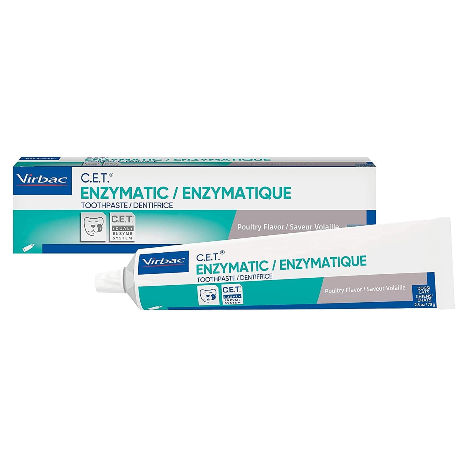 Virbac C.E.T. Enzymatic Toothpaste for Dogs and Cat Pets, Poultry Flavor, 2.5 oz