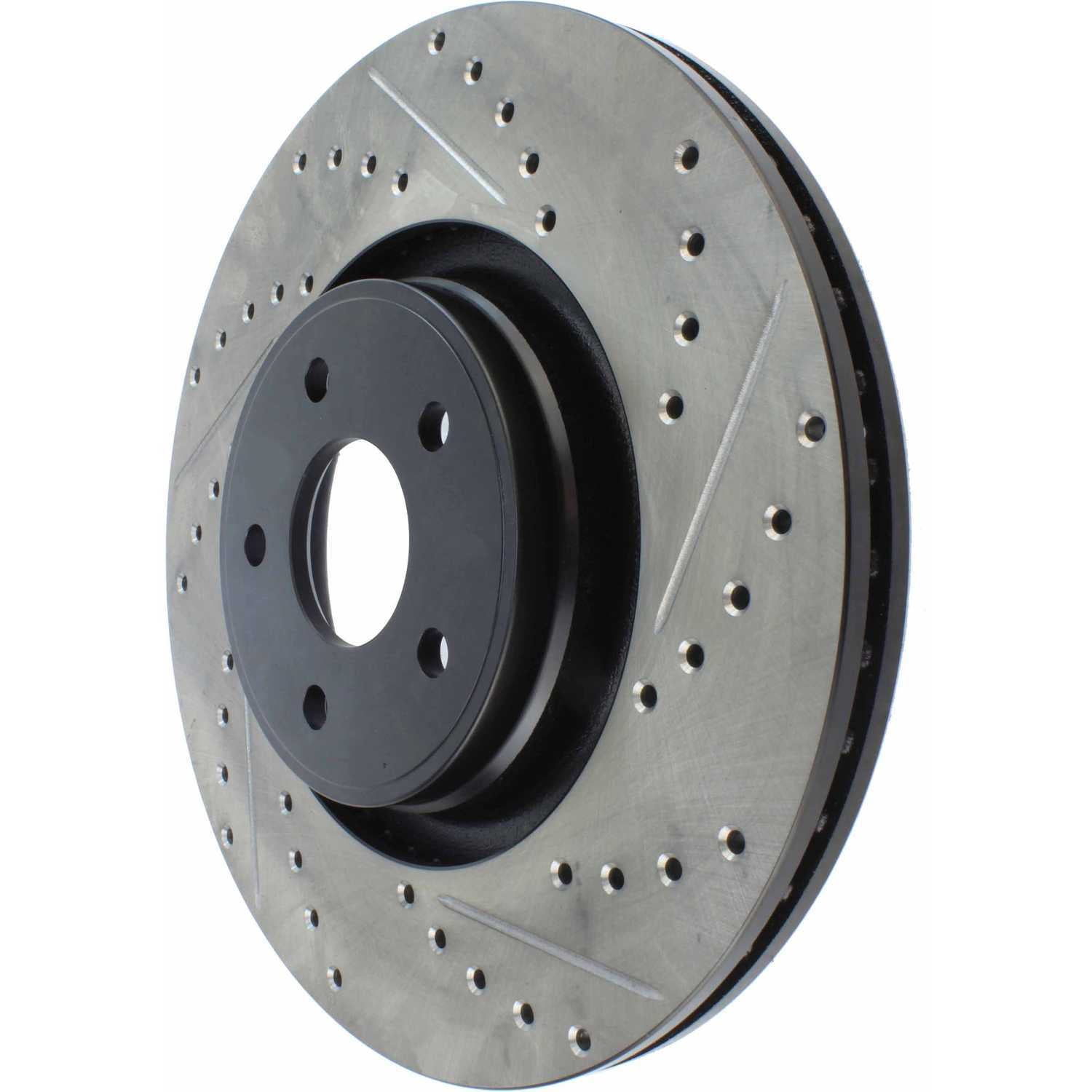 StopTech 127.65146L Sport Cross-Drilled & Slotted Disc Brake Rotors, European style brake pad