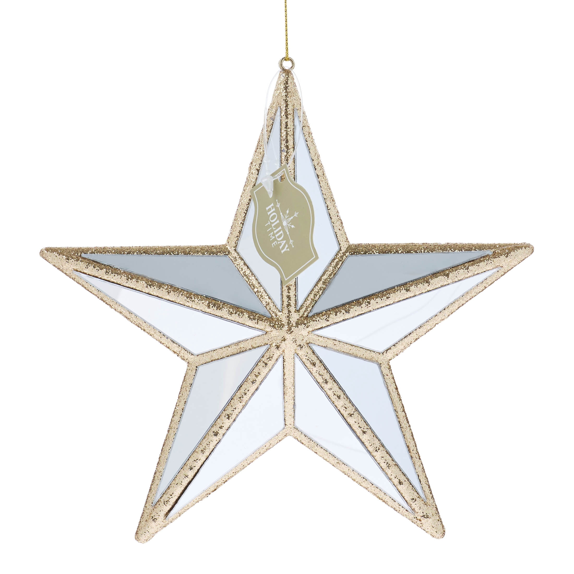 Gold Glitter Mirror Star Christmas Ornament, 6", by Holiday Time