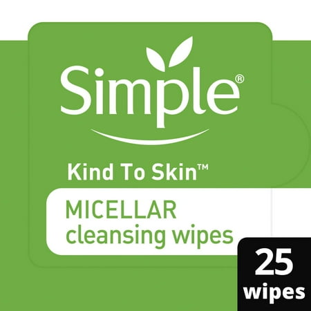 2X - Unscented Simple Kind to Skin Micellar Makeup Remover Wipes - 25ct