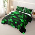 thumbnail image 3 of Erosebridal Pixel Miners Plaid Twin Quilt Set,Teens Video Games Twin Coverlet Set For Boys,2 Pieces, 3 of 7