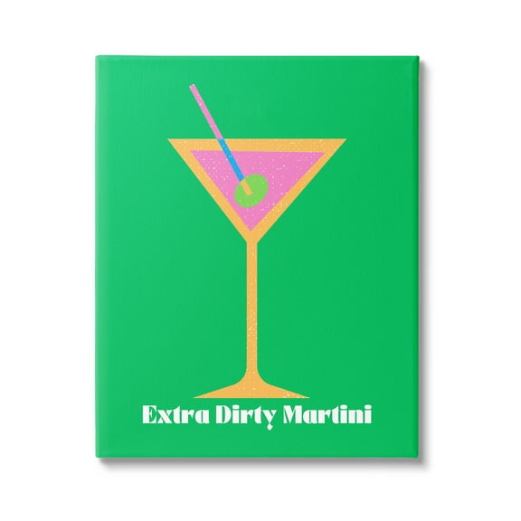 Stupell Industries Extra Dirty Martini on Green Food & Beverage Painting Gallery Wrapped Canvas Art Print Wall Art, 16 x 20