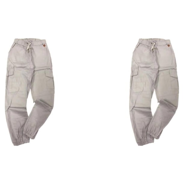 Pantalones de algodón Qarigey para hombre largo Gris blanco XXL 2Conjunto