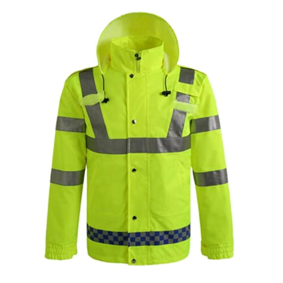 GOGO Hi Viz Safety Jacket, Heavy Duty Front Zipper Reflective Hoodie, Meets ANSI Standards-Yellow-2XL