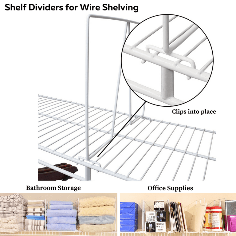 Evelots Wire Shelf Dividers-4 Pack-Closet Storage & Organization for  Office/Pantry/Garage-Shelf Separator-Easy Clip-No Tool-Plastic Coated Steel