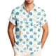 thumbnail image 2 of Blusa y camisa de manga corta con cuello vuelto para hombre, blusa informal de moda con cuello vuelto, blusa estampada de manga corta con botones, blusa de poliéster para hombre, 2 of 6
