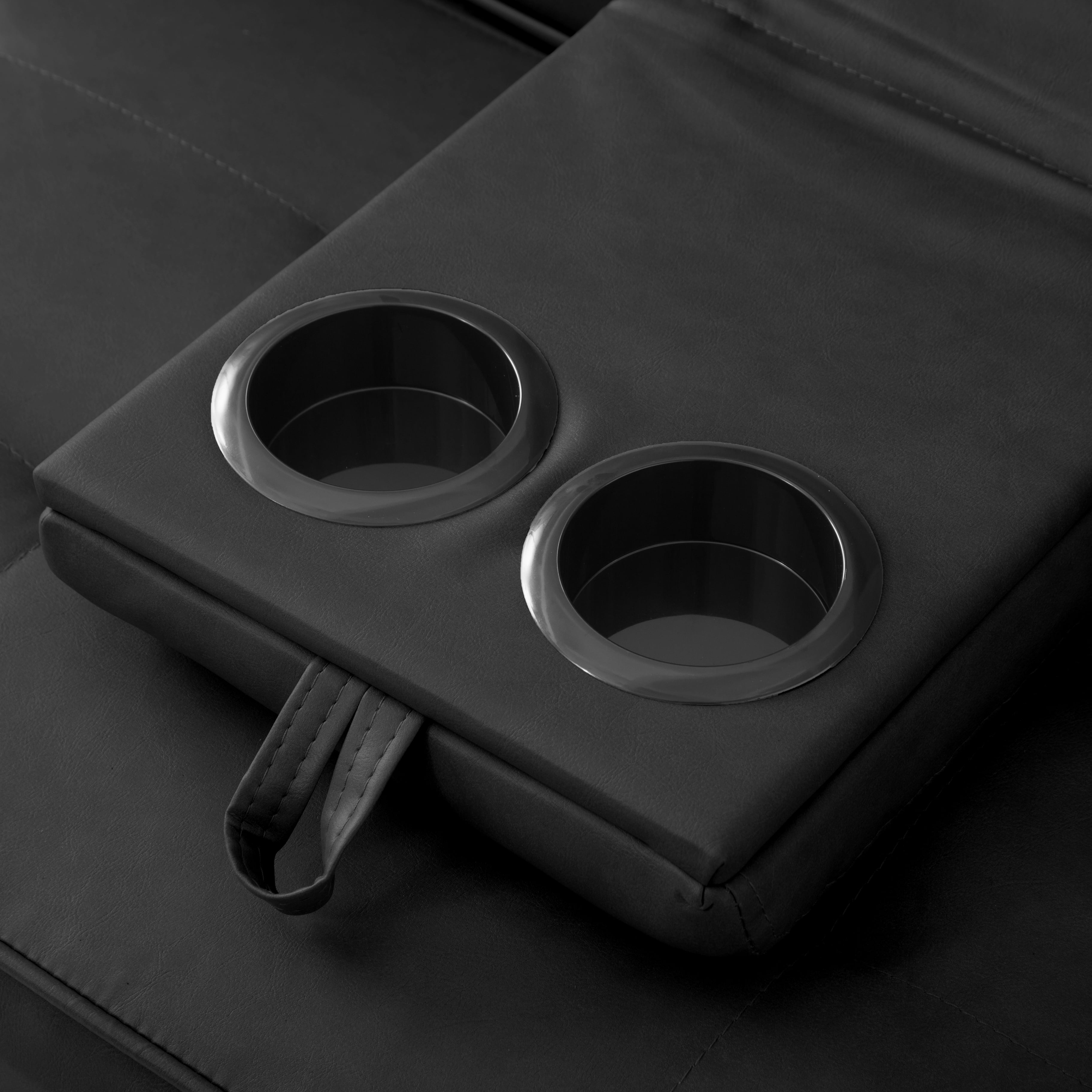 BSHTI 69.49" Convertible Futon Sofa Bed with Drop Down Cup Holders, 5-Position Adjustable Backrest, Side Storage Pocket, Removable Arm Cushions for Small Space,Black