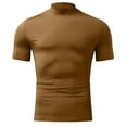 thumbnail image 3 of Hombres Manga Corta Top Alta Elasticidad Color Puro Cuello Alto Slim Fit Camiseta Interior Jersey, 3 of 6