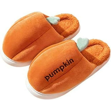 

CoCopeaunts Women Men Pumpkin Plush Slipper Cozy Memory Foam Thick Sole House Slipper Indoor Outdoor Warm Anti-Skid Slippers