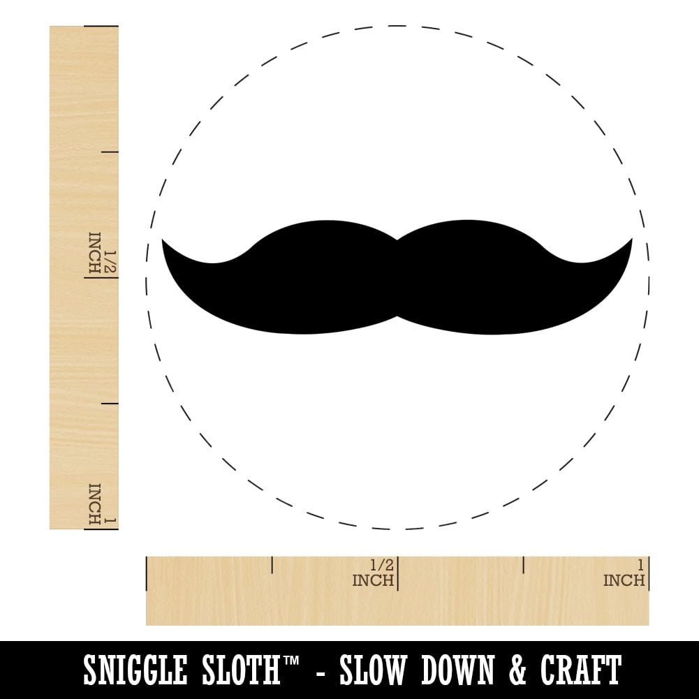 Mustache Solid Self-Inking Rubber Stamp Ink Stamper - Blue Ink - Medium 1 Inch