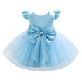 thumbnail image 2 of IBTOM CASTLE Toddler Baby Girls Flower Bowknot V Back Tutu Dress Baby Princess Wedding Bridesmaid Birthday Party Pageant Baptism Formal Dresses 18-24 Months Blue, 2 of 8