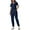 Dark Blue, variant on Scrub Sets for Woman Medical Essential Jogger Nursing Uniform Quick Dry Stretch V-Neck Top & Jogging Pants Workwear Pink XXL(XXL)