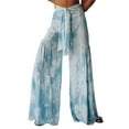 thumbnail image 2 of Luiryar Boho High Waist Pants for Women Floral Print Wide Leg Pants Loose Casual Tie Waist Palazzo Pants Beach Trousers, 2 of 9