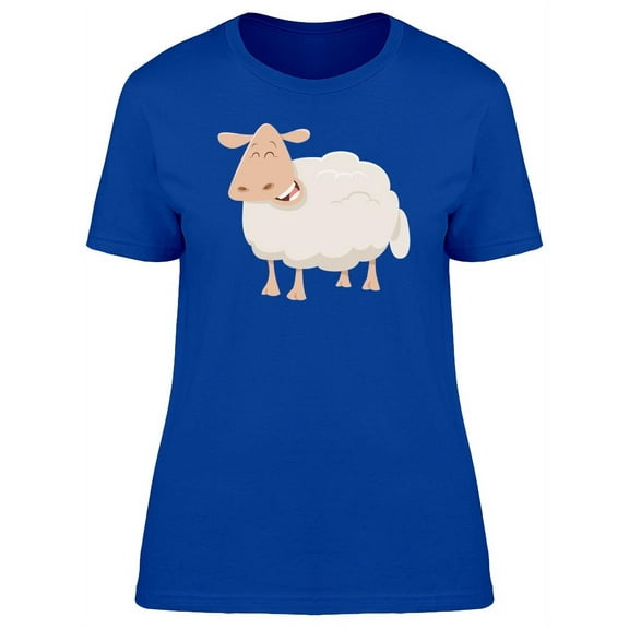 Cute Sheep Smiling Cartoon T-Shirt Women -Image by Shutterstock, Female Medium