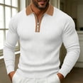 thumbnail image 2 of Kvture Men's Knit Golf Shirts Business Casual 1/4 Zip Collar Tshirt Summer Tee Long Sleeve Classic Color Block Tees White Pullover XXXL, 2 of 5
