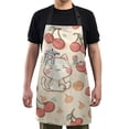 thumbnail image 6 of BZSMCE Chef Kitchen Apron 2 Pockets In Peach Cherry White Cat Printed, 6 of 9