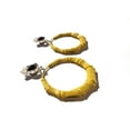 thumbnail image 2 of Clip-on Earrings Yellow Bamboo Hoop Earrings 3 inch Yellow Hoops, 2 of 2