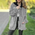 thumbnail image 2 of jtjvou Women's Fleece Hooded Coat Zip up Long Sleeve Fuzzy Tunic Jackets with Pockets Warm Plus Size Patchwork Coats Gray XXL, 2 of 8