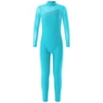 thumbnail image 4 of Aiihoo Kids Girls Dance Bodysuit Gymnastics Leotard Rhinestones Skating Jumpsuit Long Sleeve Dance Unitard Lake Blue 12, 4 of 7