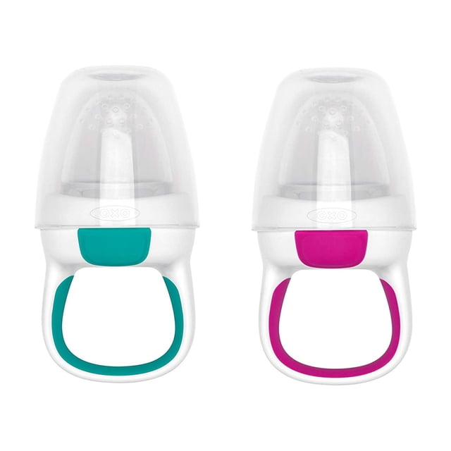 Set de 2 Alimentadores de Silicona OXO Tot para Autoalimentación en Teal y Rosa