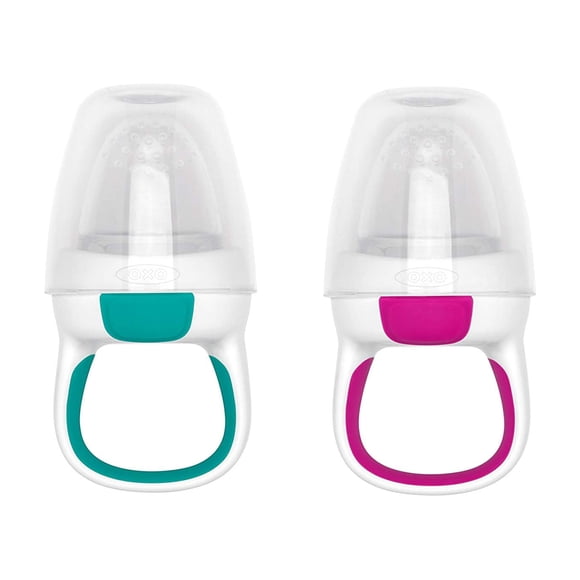 Set de 2 Alimentadores de Silicona OXO Tot para Autoalimentación en Teal y Rosa