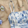 thumbnail image 4 of MORTTIC Women's Boho Floral Mini Spaghetti Strap Ruched Sundress with Ruffle Hem for Beach & Vacation Sky Blue，XS, 4 of 6