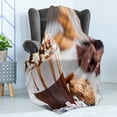 thumbnail image 4 of Chocolate Soft Flannel Fleece Throw Blanket, Messy Cup with Hot Chocolate Whipped Cream Marshmallows Chocolate Chip Cookies, Cozy Plush for Indoor and Outdoor Use, 70" x 90", Multicolor, by Ambesonne, 4 of 5