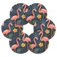 thumbnail image 7 of Yayeee 6 PCS Drink Coasters with Holder Set Woven Absorbent Round Tabletop Hot Pad, Floral Flamingo, 7 of 7