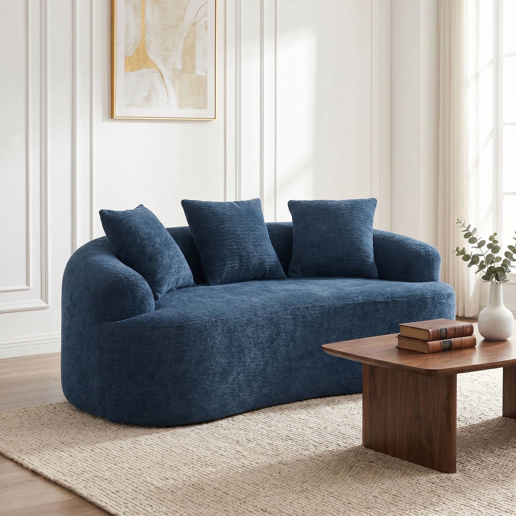Sailvan Curved Loveseat No-Assembly Chenille Sofa for Small Spaces