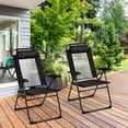 thumbnail image 1 of Gymax Lot de 2 Chaises Pliantes Chaises Inclinables Réglables avec Appuie-Tête Patio Jardin Noir, 1 of 10