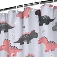 thumbnail image 3 of Cartoon Dinosaurs Flowers Pattern Shower Curtain 36"x72" ,Bathroom Decorative Shower Curtains Set with 12 Hooks,Modern Waterproof Washable Shower Curtain, 3 of 6