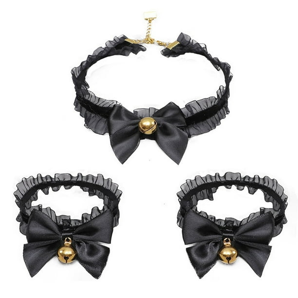 Gargantilla de encaje con campana, dulce y linda gargantilla, collares, pulsera con correa de muñeca para mujer, sexy
