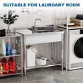 thumbnail image 2 of Aoile Kitchen Sinks with Faucets, 39.3" Free Standing Single Bowl Sink W/Storage Rack for Restaurants, Garages, Laundry, Silver, 2 of 8