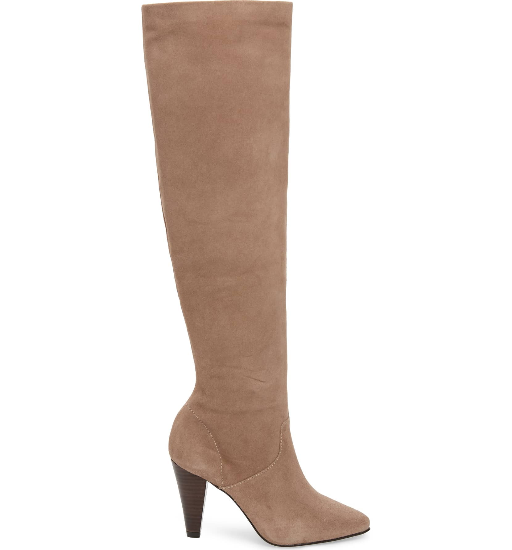 taupe over the knee boots