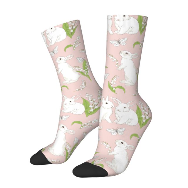 Balery Rabbit Calcetas Largas con Estampado para Hombre y Mujer – Suaves y Transpirables, Talla Única (US 5-11)