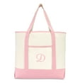 thumbnail image 2 of DALIX Women's Cotton Canvas Tote Bag Large Shoulder Bags Pink Monogram D, 2 of 8