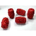 thumbnail image 2 of U8MO 15x20mm Red cinnabar carved Flower Oblong beads 8PCS, 2 of 2