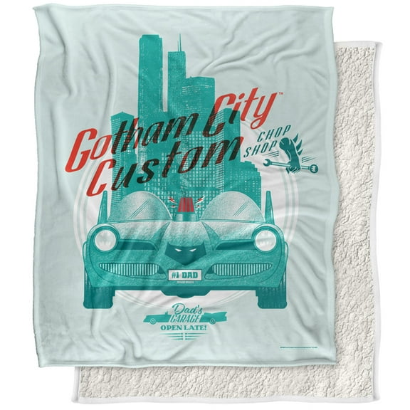 Batman Blanket, 50"x60" Batman Gotham City Custom Silky Touch Sherpa Back Super Soft Throw Blanket