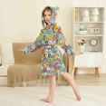 thumbnail image 2 of FORMRS Niños Bathrobe Unisex Hooded Robe Soft Plush Pajamas Sleepwear, Size 2-3T, Floral Fiesta, 2 of 7