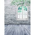 thumbnail image 1 of EREHome Polyester Fabric 5x7ft Photography Background Green Tree Grey Brick Wall Backdrop for Wedding Out Windows Backdrop for Photo Studio, 1 of 1