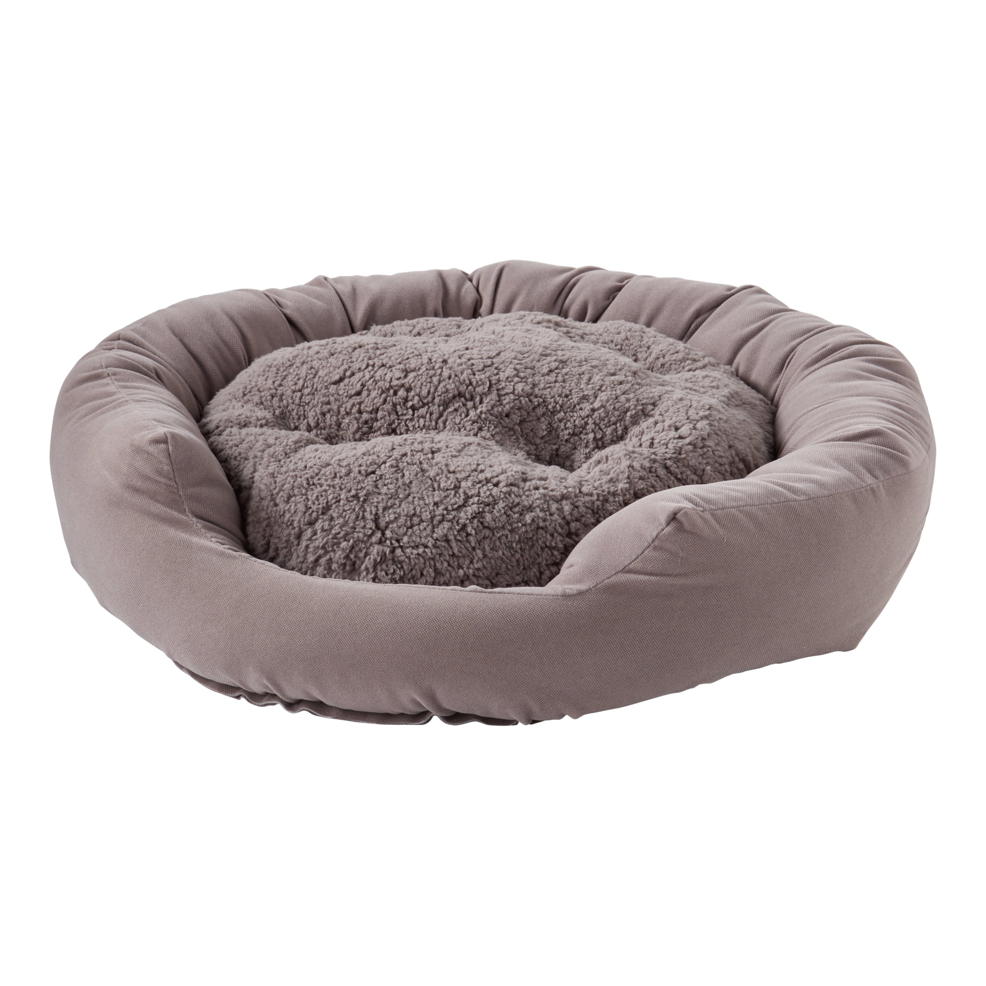 Happy Hounds Chloe Gray Sherpa Cuddler Donut Cat Bed