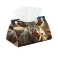 thumbnail image 2 of Lsque Adorable Flower Field Cow Printed Long Tissue Box Cover Holder, Facial Paper Organizer Dispenser,Triangle with Bottom Belt, PVC Leather Decorative Organizer, 2 of 9
