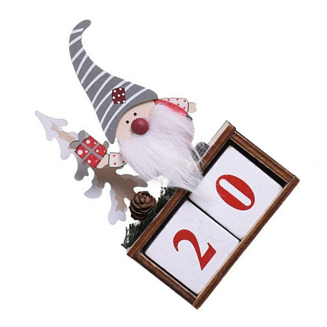 Minkissy 1 Set Wood Calendar Countdown Blocks Desktop Decor Reusable Grey Perpetual Home Office