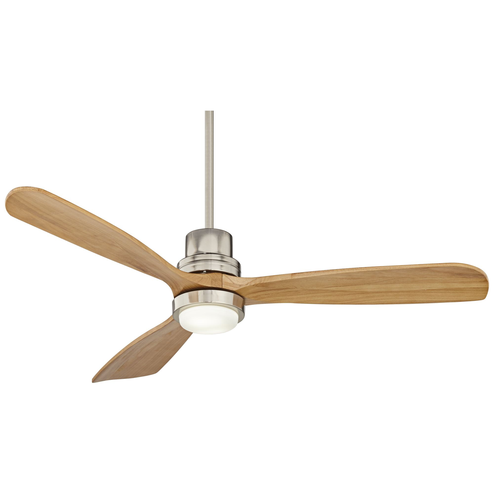 52" Casa Vieja Delta-Wing DC Modern 3 Blade Indoor Ceiling Fan with LED Light Remote Control Brushed Nickel Natural Solid Wood for Living Room Kitchen
