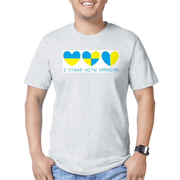 CafePress - I Stand With Ukraine Heart T Shirt - Fitted T-Shirt, Vintage Fit Soft Cotton Tee
