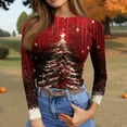 thumbnail image 7 of Christmas Graphic T-Shirt for Women Long Sleeve - Soft Slim Fit Crewneck Top, Cute Holiday Print Casual Tee, 7 of 7